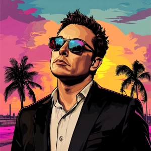 Elon Musk in GTA art style — crypto kingpin — in the style of a...