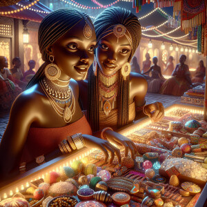 A stunning and vibrant painting of two African American ladies s...
