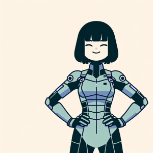 1990s anime screencap, girl a plugsuit, standing with hands on h...