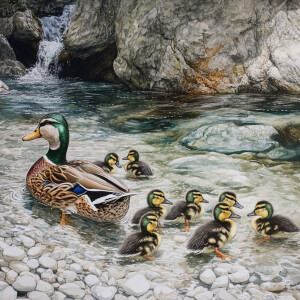 رودخانه‌ای خروشان با آبی شفاف که سنگ‌های سفید در کف آن قرار دارن...