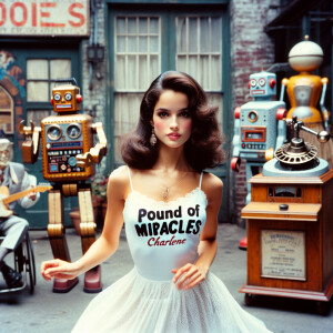 Color film photograph of stunning 25-year-old brunette woman dan...