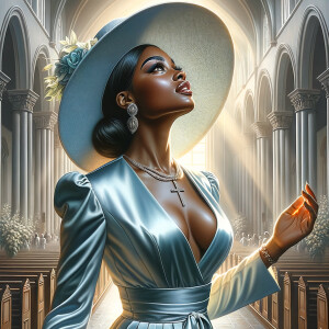 Create an airbrush oil painting of an African American woman wit...