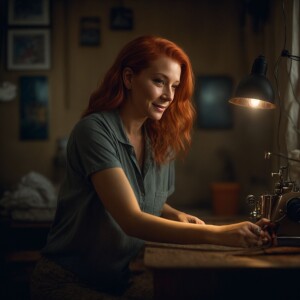 Create a photorealistic image of an attractive woman with ginger...