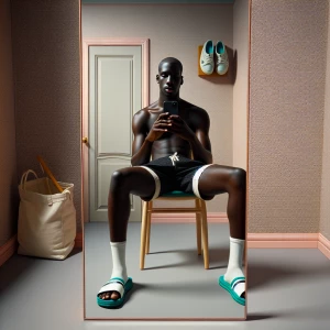 A full shot of a young man, likely in his late teens or early tw...