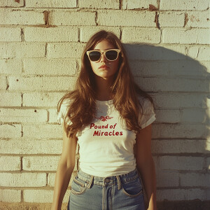 Color film photograph from 1975 of a beautiful 23-year-old model...