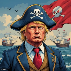 Pirat trump in carton and saciristic art style