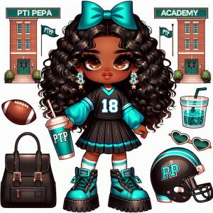 Create a glamorous chibi-style illustration of an African Americ...