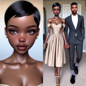 D image of a beautiful light skin, African-American young woman...