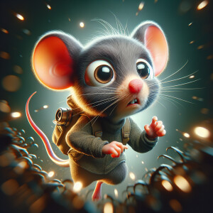 A mouse is  looking for something, he can't find it,  egxrated c...