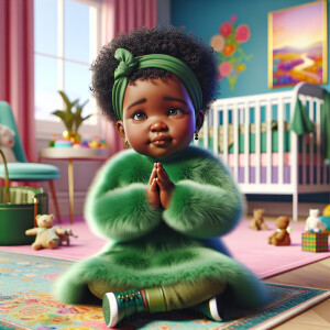 A 3D realistic illustration of a light-skinned African-American...