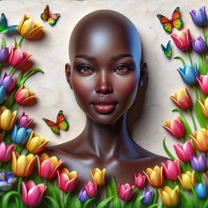 3D face of a light youi skin african-American beautiful woman wi...