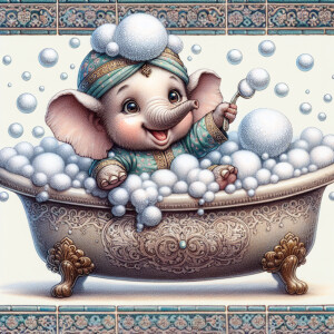 Character design A cute small Boy-elephant Hybrid smiling taking...