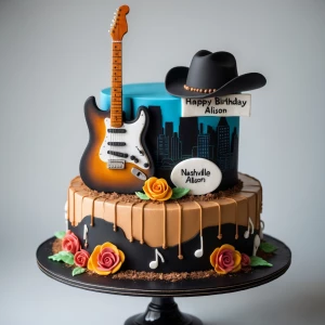 Creating an ultra-realistic cake design with a Nashville theme s...