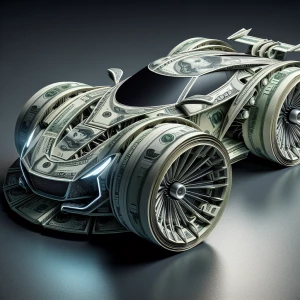 Imagine a sleek, futuristic car sculpted entirely from layers of...