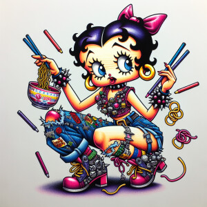 vividly colored marker drawn urban art image of AMERICAN Betty...