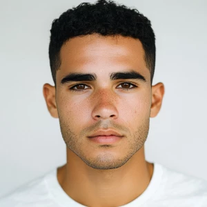 Create an image of a 23-year-old Cuban American man with a clean...