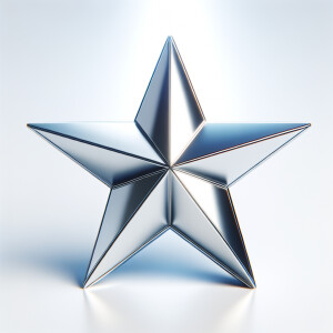 shiny silver chrome star, 3D, white background