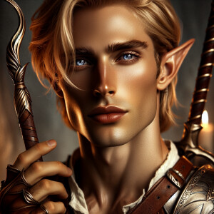 A very attractive, tall elven male of the Aen Elle with a mascul...