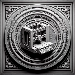 Design a high-contrast grayscale bas relief of a 3d printer. The...