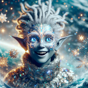 adorable happy female elf fairy water trolls with sparkling univ...