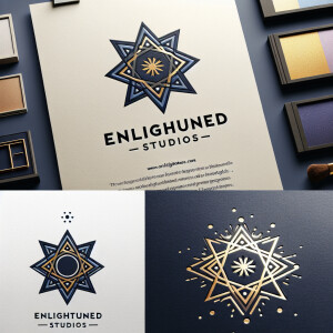 Create an elegant monogram logo for 'Enlightuned Studios' featur...