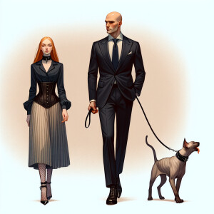 Tall, bald, masculine, Caucasian, male in business suit, with hi...