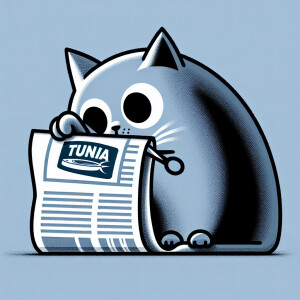 Cat cutting out tuna coupon