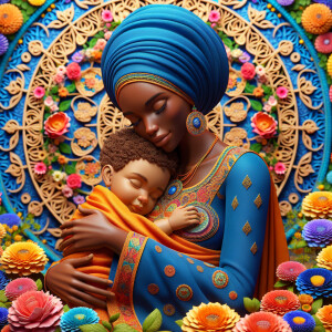 Create a 3-D realistic image of a light-skinned African-American...