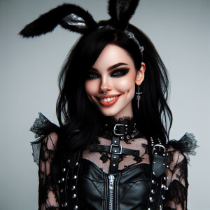 Gothic Bunny Girl with a devious smile