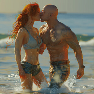 A photorealistic high resolution image. Light ginger haired fema...