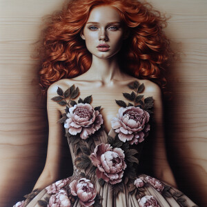 Photorealistic image. Beautiful ginger haired woman.fair skin. S...
