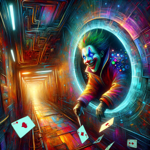 oil painting with alcohol wash: The joker gone wild walking thro...