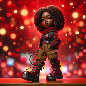 gorgeous hyperrealism Chibi African character tall American grow...