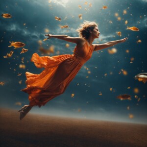 Falling girl in dress