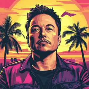 Elon Musk in GTA art style — — in the style of a Grand Theft Au...