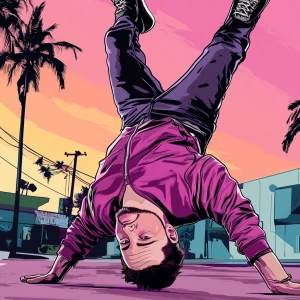 Elon Musk in GTA art style — do a handstand — in the style of a...