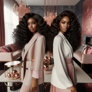 This image features two elegant, stylish African-American women...