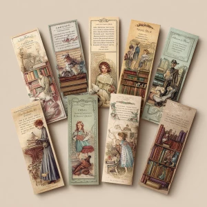 Literary Girl Vintage Bookmarks – A set of vintage-style bookmar...