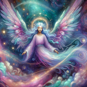 A whimsically floating Chimerical Seraphic Nomad, its essence gl...