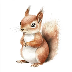Simple style, watercolor illustration, squirrel
, soft colors,...