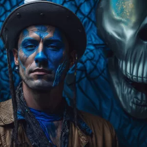 Hyper-realistic highly-detailed anthropomorphic skullfaced man,...