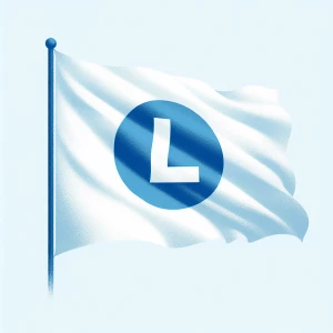 White flag with a blue L