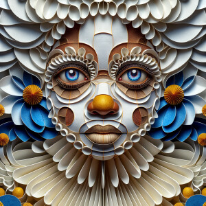 Intricate detailed white 3D paper patchwork of a light skin afri...