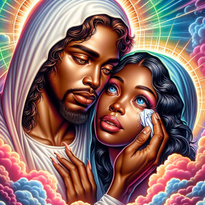 Ensure that the image distinctly represents both Jesus Christ an...