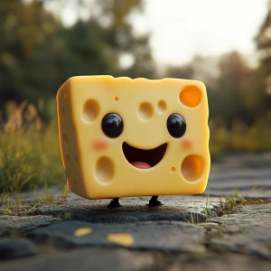 cute a piece of cheese in pixar style