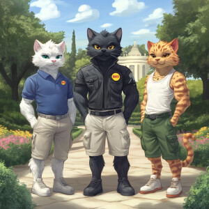 Image is a digital illustration featuring three anthropomorphic...