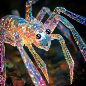 A breathtakingly intricate crystal crawler, its prismatic append...