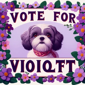 Campaign poster- Vote for Violet - Violet is a Shih Tzu, include...