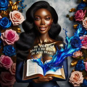 Create an image of an ultra-light-skinned African-American woman...