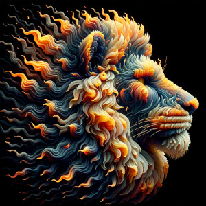Flames 3d with perfil of lion